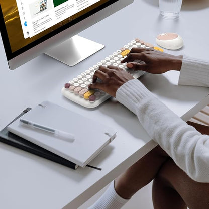 MOFII Wireless Keyboard and Mouse Combo, Full-Size Retro Typewriter-Style Wireless Keyboard with Optical Mouse for Computer/Laptop/Windows/Mac (Off White Colorful)