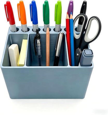 Adoric 3D Printed PLA Desk Organizer, Multifunctional Pen Holder with 7 Slots & 3 Compartments for Office, School, Makeup Brushes