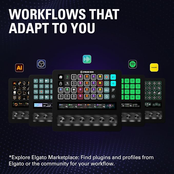 Elgato Stream Deck + XL Control Platform, Dials, Touch Strip | 36 customizable macro keys, Six multifunction dials, Touch strip display, Hundreds of integrations, USB-C for PC and Mac