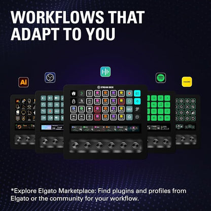 Elgato Stream Deck + XL Control Platform, Dials, Touch Strip | 36 customizable macro keys, Six multifunction dials, Touch strip display, Hundreds of integrations, USB-C for PC and Mac