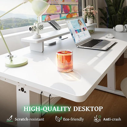 SIAGO Electric Standing Desk Adjustable - 55 x 24 Inch Sit Stand up Desk with 0.8 Inch Thick Tabletop - Adjustable Height Table with 3 Memory Preset, Cable Management for Home Office