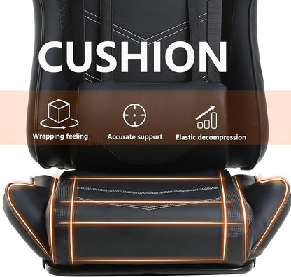 BestOffice | Ergonomic Gaming Chair | Black | Reclining Computer Chair with Lumbar Support, Headrest Pillow, Adjustable Footrests | 360 Swivel with Heavy Duty Wheels | for Home & Office