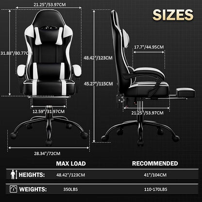 Gaming Chair, Computer Chair with Footrest and Lumbar Support, Ergonomic Video Game Chair with Headrest, Height Adjustable Gamer Chair Office Desk Chair