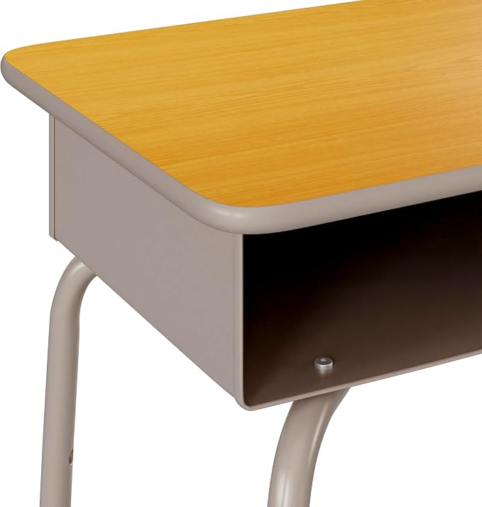 Flash Furniture Billie Student Desk - Maple Open Front School Desk - Silver Metal Frame - 24"W x 18"D Adjustable Height, Durable for School or Remote Learning
