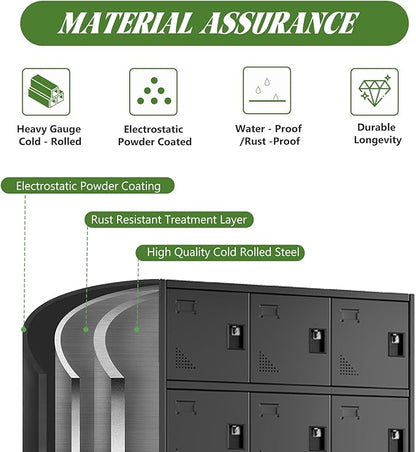 erosoei Metal Lockers for Employees, 18 Doors Metal Storage Locker | with Card Slot and Ventilation Holes, Steel Employee lockers for Home Office School Gym Garage, Requires Installation.
