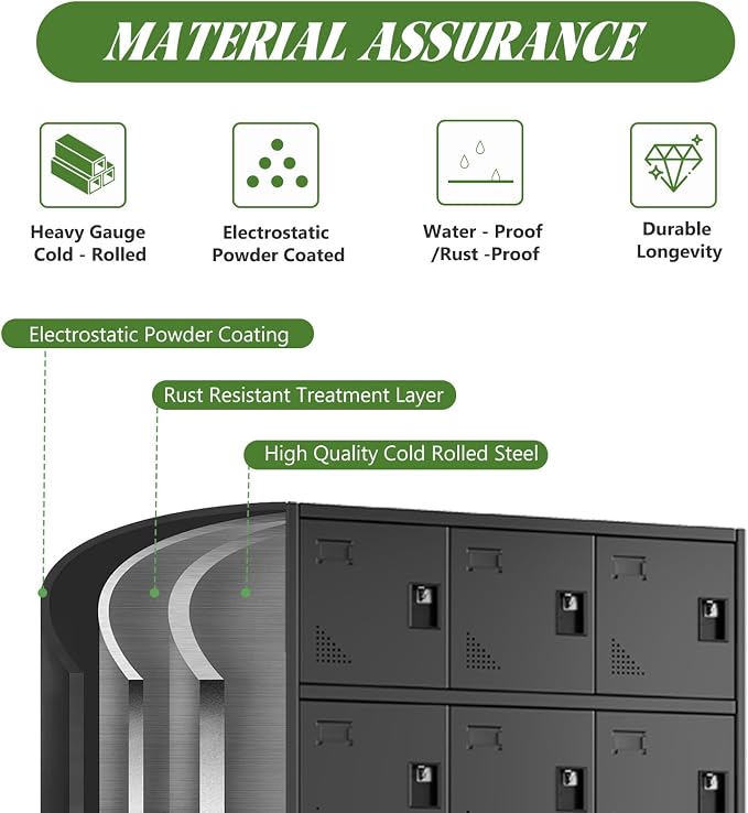 erosoei Metal Lockers for Employees, 12 Doors Metal Storage Locker | with Card Slot and Ventilation Holes, Steel Employee lockers for Home Office School Gym Garage, Requires Installation
