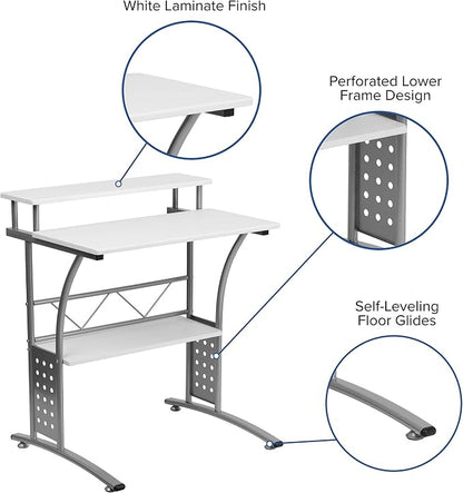 Flash Furniture Clifton White Computer Desk 28 Inch