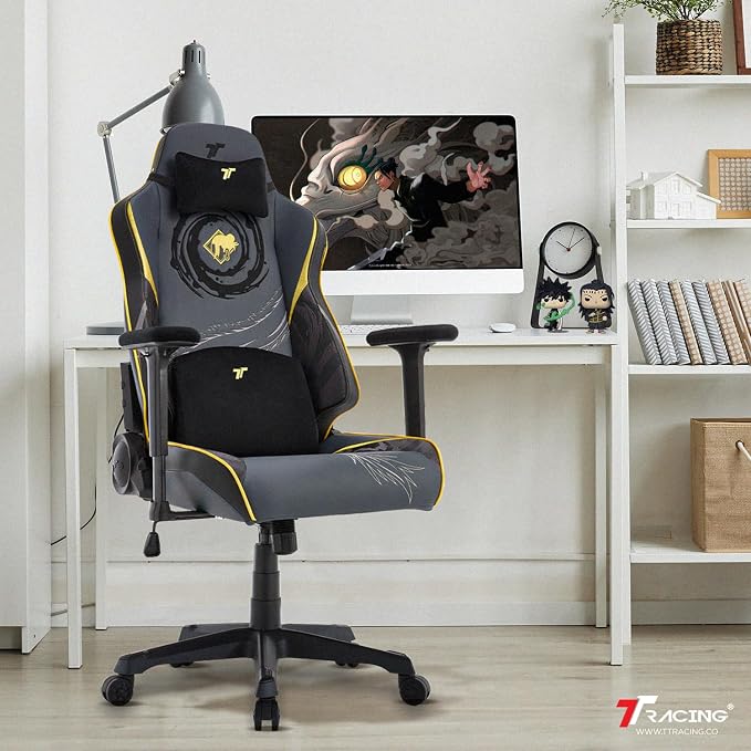 TTRACING Jujutsu Kaisen Geto Gaming Chair with Upgraded Spring Cushion | Premium PU leather 440lbs seat, ideal for home office setup. Features 4D armrests and 135° recline to eliminate fatigue.