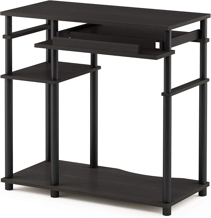 Furinno Abbott Desk, 31.5 Inch Black Computer Desk with Keyboard Tray, Easy Assembly Gaming Desk with Storage Shelf, Office Desk for Home Office, Bedroom, Black Espresso
