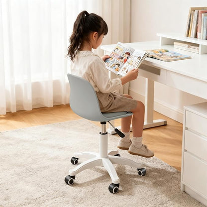 Home Office Chairs, Small Swivel Rolling Desk Chair with Silent Wheels and Low-Back,Armless Heavy-Duty Vanity Chair Height Adjustable for Bedroom,Students,Study,Teens