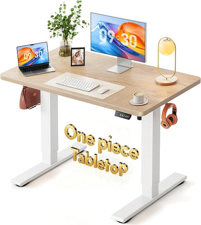 FEZIBO One-Piece Standing Desk, 40"x24" Seamless Tabletop Electric Height Adjustable for Home Office, Study Rooms & Multi-Device Workstations, Maple