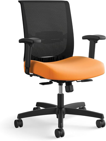 HON Convergence Ergonomic Office Chair with Mesh Back, Adjustable Arms, Lumbar Support, Synchro‑Tilt Desk Chair with Wheels for Home Office or Computer Use, Black Frame, Apricot