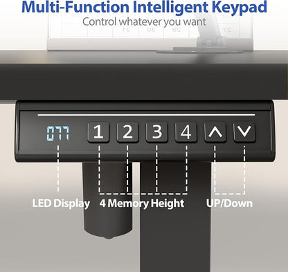 YESHOMY Height Adjustable Electric Standing Desk, 46 x 24 Inches Memory Home Office Sit Stand up Desk with Phone Holder and USB Charging Port, Black