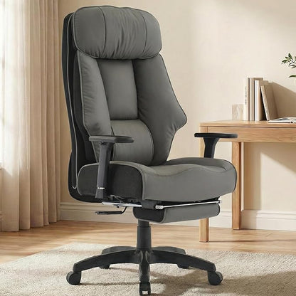 EXCEBET Big and Tall Office Chair 500lbs - 22.4" Extra Wide Seat Ergonomic Executive Chair, Heavy Duty High Back Leather Office Chair with Footrest, Lumbar Support & Adjustable Arm (Grey)