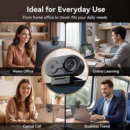 EMEET C100 1080P Webcam for PC, Built-in Mic, Rotating Privacy Cover, Portable Metal Clip, Computer Camera for Home Office, Meetings, Learning, Streaming, External Webcam for Desktop, Laptop, PC USB-A