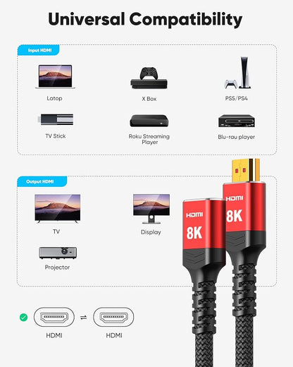 Highwings 8K 4K HDMI Extender Cable, Short HDMI Extension Cable 2.1 4K@30Hz/ 60Hz/ 120Hz, Ultra high Speed HDMI Adapter Male to Female Compatible with PS5 Roku Stick Blu Ray Player HDTV Laptop 1FT