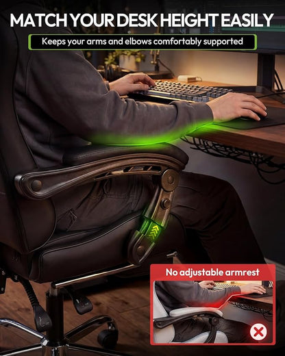Dowinx Gaming Chair with Footrest, 330lbs Computer Chair 2D Lift Linkage Armrest, Massage Lumbar, Height Adjustable Ergonomic Comfy Video Game Chairs for Home Office Streaming, Long Gaming, Black