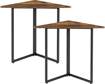 VECELO Corner Desk,Office Tables for Living Room for Small Space Triangle Computer Desk with Steel Frame Corner Shelves with Metal Frame Writing Desk for Workstation Classic Brown 31.1" 2 Set
