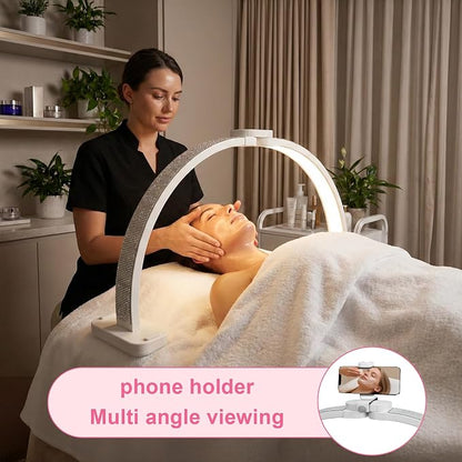 Half Moon Light for Nail Desk 31" Foldable LED Nail Desk Lamp with Phone Holder, Professional Nail Tech Light for Manicure & Beauty Studio