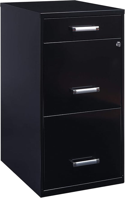 18in. Deep 3 Drawer Metal Organizer File Cabinet with Pencil Drawer, Black