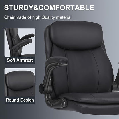 Misolant Drafting Chair, Tall Office Chair for Standing Desk, High Leather Executive Office Chair with Adjustable Height and Flip-up Armrest for Counter Height Desk