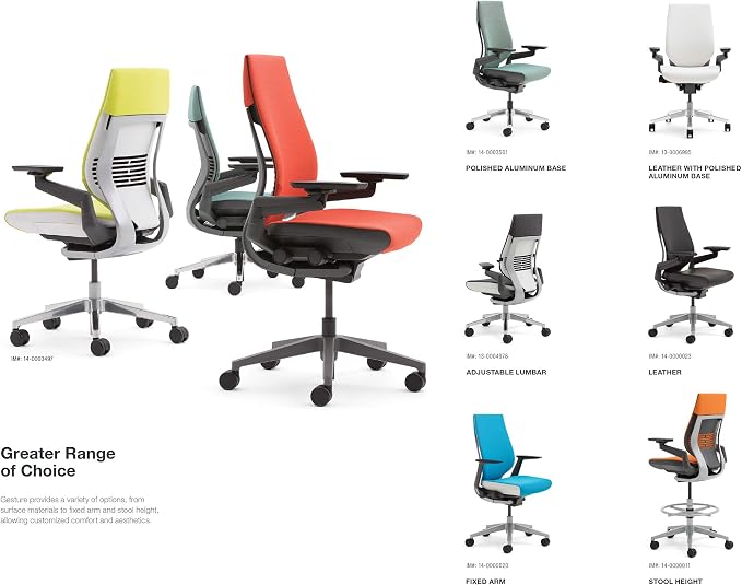 Steelcase Gesture Office Chair - Vineyard Leather, Low Seat Height, Wrapped Back, Dark on Dark Frame, Lumbar Support