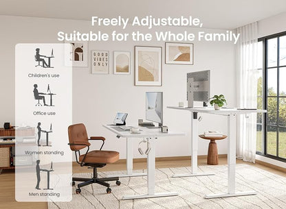 BANTI 40 × 24 Inches Standing Desk, Ergonomic, Electric Height Adjustable, Sit and Stand Up, Computer Office Desk with Splice Board, White Frame/Whitetop
