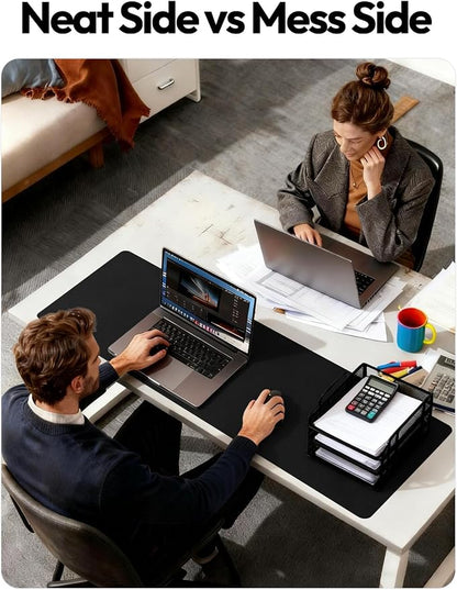 YSAGi Leather Desk Protector, Office Mat, Large Mouse Mat, Non-Slip PU Leather Blotter, Laptop Pad, Waterproof Writing Pad for Office and Home (Black, 47" x 17")