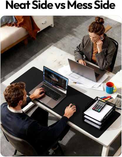 YSAGi Leather Desk Protector, Office Mat, Large Mouse Mat, Non-Slip PU Leather Blotter, Laptop Desk Mat, Waterproof Writing Pad for Office and Home(Black, 63" x 24")