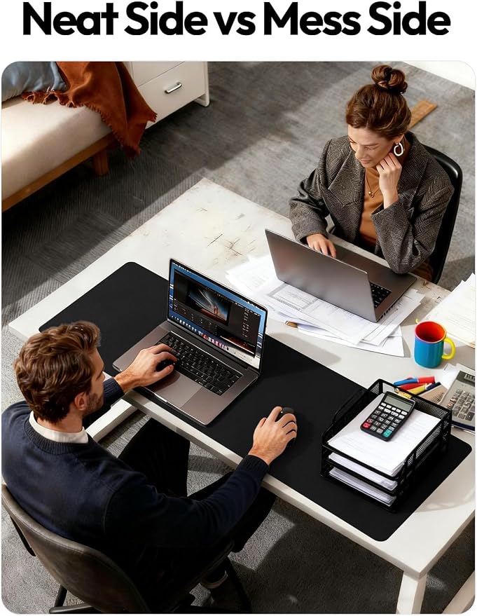 YSAGi Leather Desk Protector, Office Mat, Large Mouse Mat, Non-Slip PU Leather Blotter, Laptop Desk Mat, Waterproof Writing Pad for Office and Home(Black, 42" x 17.2")