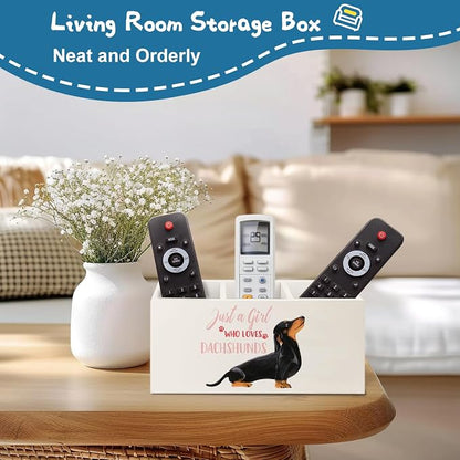 Funny Dachshund Pen Pencil Holder Organizer for Desk Accessories,Dachshund Lover Gifts for Women Girls Wooden Pen Pencil Holder for Office Desk Accessories