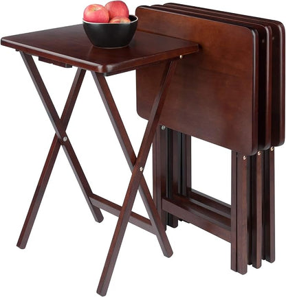 Winsome Alex Set of 2 Foldable Snack Tables, Easy to Store Small Portable Fold Up Table Set for Kitchen, Living Room TV Dining, Crafts, Puzzles, Work From Home