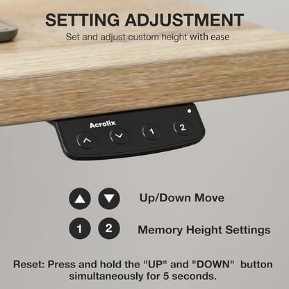 Acrolix Electric Standing Desk, Height Adjustable Home Office Desk with Memory Presets & Cable Management,Oak Sit Stand Desk for Work from Home, Ergonomic Computer Desk (48" x 24")
