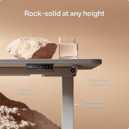 Desktronic HomeOne Standing Desk 60x30 — Ergonomic Sit Stand Home Office Desk, Made in Europe, Electric Dual Motor Height Adjustable, USB & USB-C Charging, Wobble-Free, Touchscreen, 3 Memory Presets