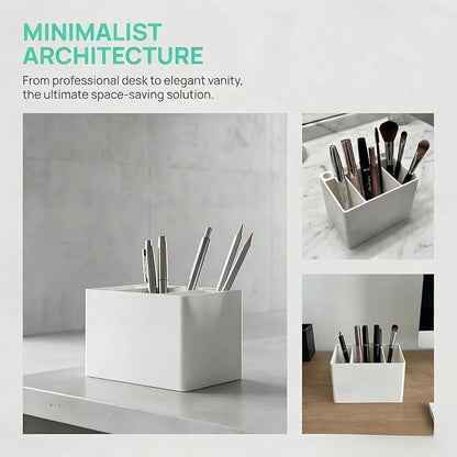 Adoric 3D Printed PLA Desk Organizer, Multifunctional Pen Holder with 7 Slots & 3 Compartments for Office, School, Makeup Brushes