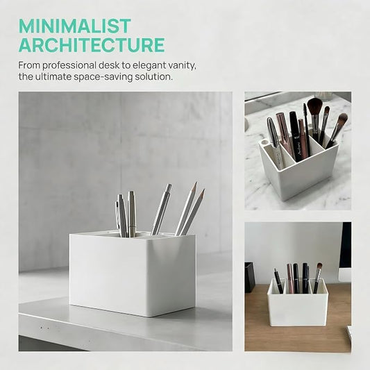 Adoric 3D Printed PLA Desk Organizer, Multifunctional Pen Holder with 7 Slots & 3 Compartments for Office, School, Makeup Brushes