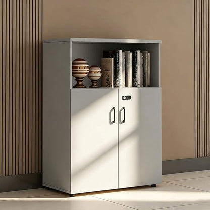 File Cabinet with Password Lock, Wood Lateral Filing Cabinet for Letter/A4 Files, 3 Drawer with Door, Printer Stand with Open Shelves for Home Office