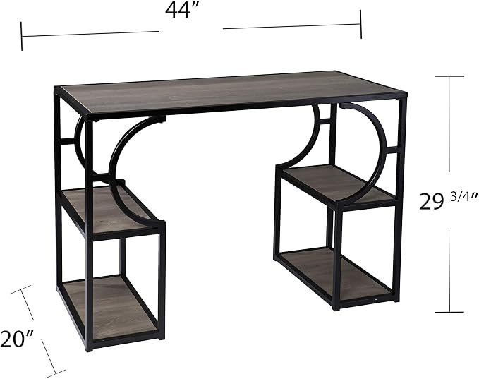 SEI Furniture - Tyberton Writing Desk with Storage - Transitional Design, Natural Iron and Wood - Ideal for Home Office, Bedroom (HO1119037)