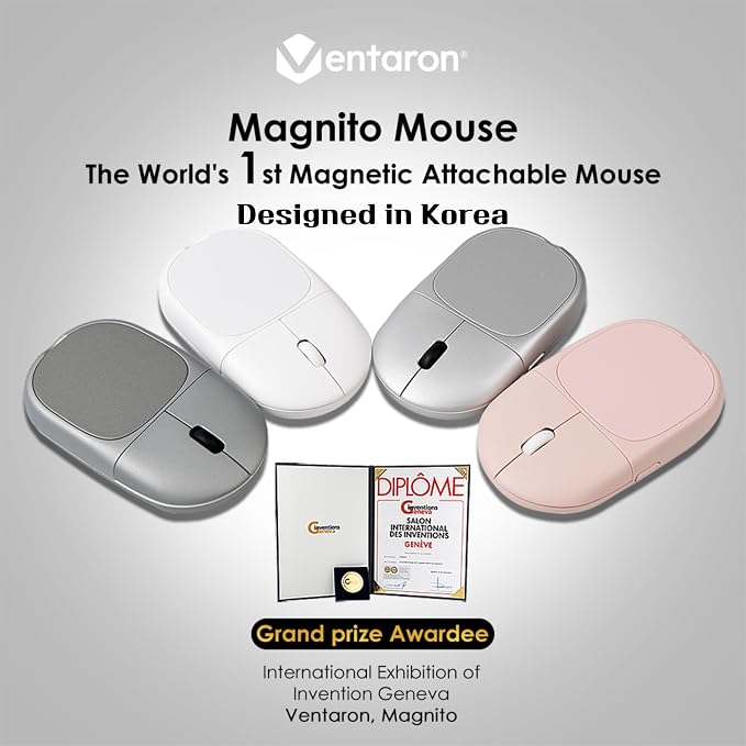 Magnito – Magnetic Wireless Bluetooth Mouse for MacBook, iPad, Laptop, Windows, Chrome OS, Linux – Compact & Portable, Slim, Lightweight, Quiet Clicks – The Best Travel Mouse (Space Gray)