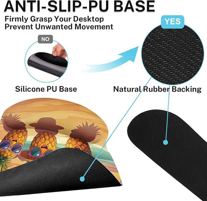 Britimes Summer Pineapple Keyboard Mouse Pad Set Funny Tropical Coastal 4in1 Large Mousepad+Keyboard Wrist Rest+Mouse Wrist Rest+Coaster Ergonomic Design for Home Office Computer 35.4x15.7 inches