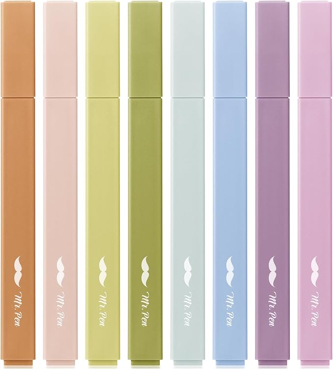 Mr. Pen- Aesthetic Highlighters No Bleed, 8 Pack, Verdant Earth, Chisel Tip | Cute Highlighters Assorted Colors for Journaling, Highlighting, Underlining, Fast Dry, Back to School Supplies