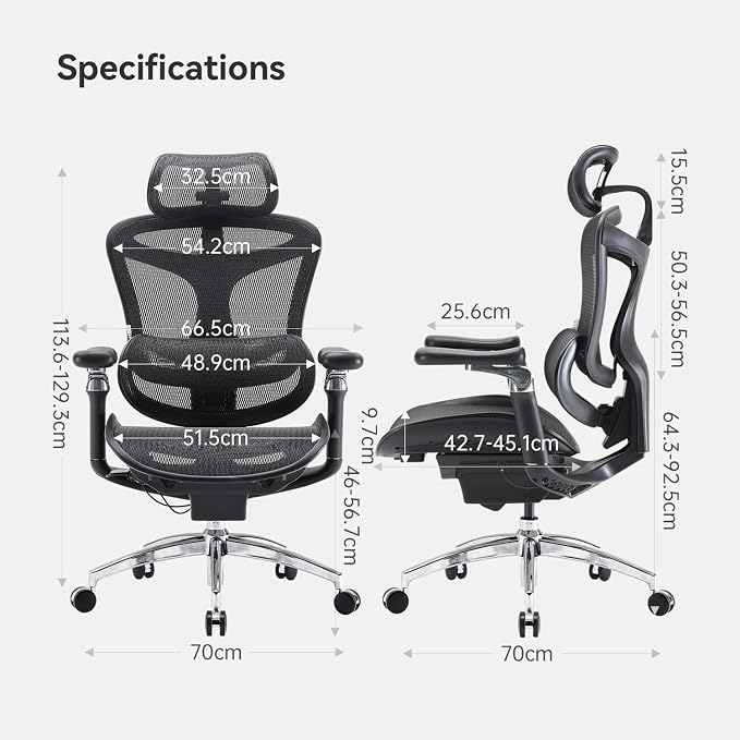 SIHOO Doro C300 Pro Ergonomic Office Chair with Ultra-Soft 6D Armrests, Dynamic Lumbar Support, Seat Depth Adjustment, Adjustable Backrest, Big and Tall Desk Chair 2 Packs (Black)