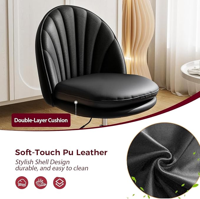 COMHOMA Vanity Chair with PU Leather, Small Tall Armless Chair with Back, Cute Candy Chair for Girls Gift Living Room/Makeup Room/Bedroom/Kitchen (Height Use: Adjustable from Desk to Bar Height)