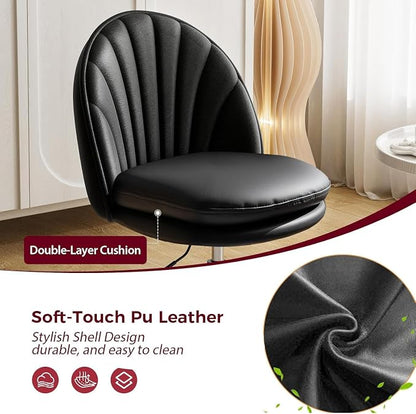 COMHOMA Vanity Chair with PU Leather, Small Tall Armless Chair with Back, Cute Candy Chair for Girls Gift Living Room/Makeup Room/Bedroom/Kitchen (Height Use: Adjustable from Desk to Bar Height)