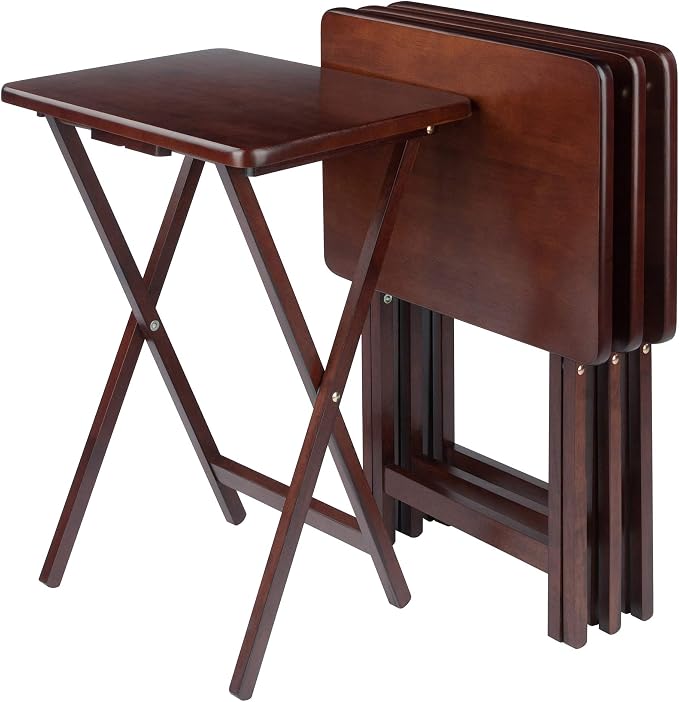 Winsome Alex Set of 2 Foldable Snack Tables, Easy to Store Small Portable Fold Up Table Set for Kitchen, Living Room TV Dining, Crafts, Puzzles, Work From Home