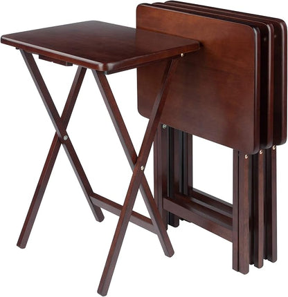 Winsome Alex Set of 2 Foldable Snack Tables, Easy to Store Small Portable Fold Up Table Set for Kitchen, Living Room TV Dining, Crafts, Puzzles, Work From Home
