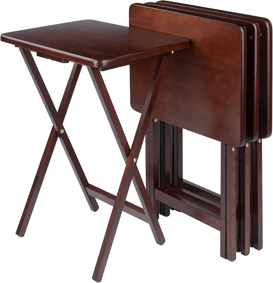 Winsome Alex Set of 2 Foldable Snack Tables, Easy to Store Small Portable Fold Up Table Set for Kitchen, Living Room TV Dining, Crafts, Puzzles, Work From Home