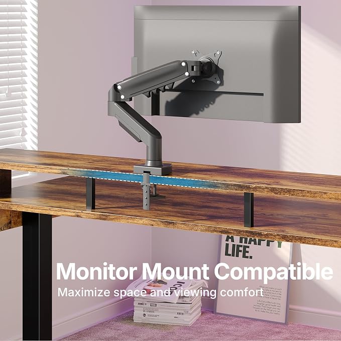 HUANUO 48″ x 26″ Electric Standing Desk with 2 Drawers &24.4″ Large Keyboard Tray, C-Clamp Mount Compatible, Adjustable Computer Desk for Office, Sit Stand Up Desk with 4 Height Presets, Vintage Brown