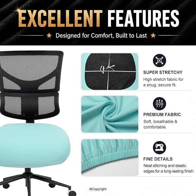 DIVA EN CAMINO DEC Universal Spandex Computer Chair Slipcover - Stretchable Desk Office Chair Seat Cushion Covers - Removable Washable Cushion Protectors for Dogs, Cats, Pets