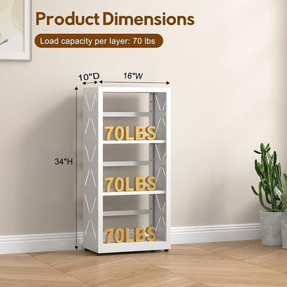 UNICOLY Bookshelves and Bookcases, 3 Tier Metal Bookshelf with Adjustable Shelves and Bookends, Open Shelf Bookcase, Display Shelves for Home Decor Bedroom, Living Room, Home Office, White